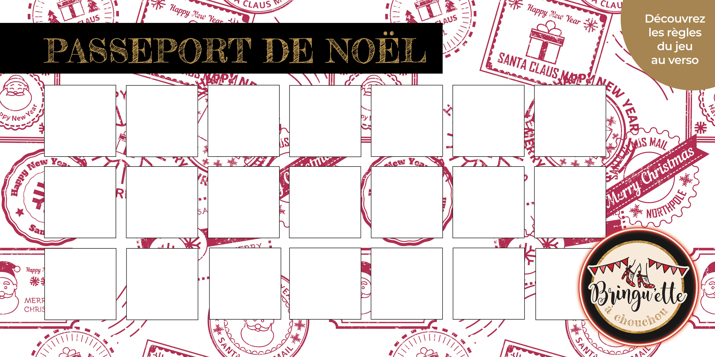 Visuel du "Passeport de Noël" pour le jeu de Noël à La Bringu'ette à Chouchou