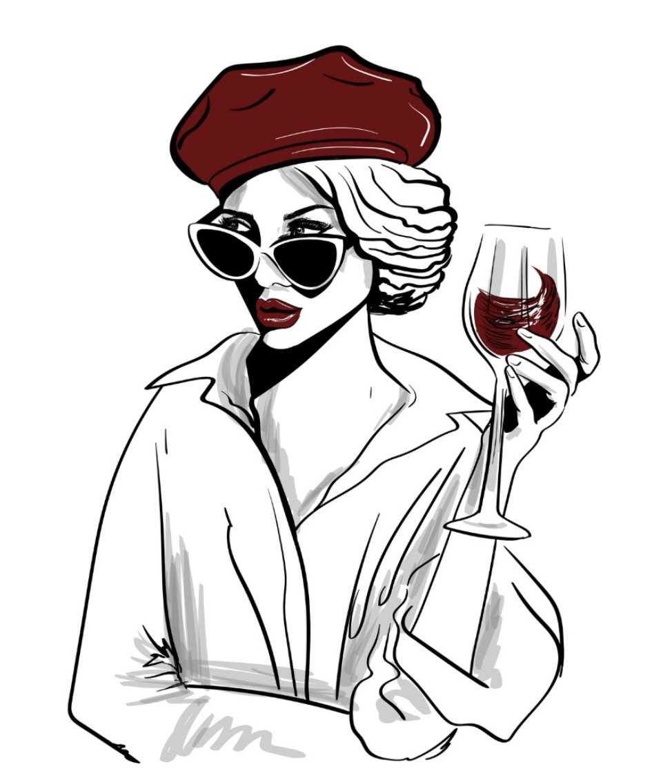Illustration Chouchou avec un verre de vin